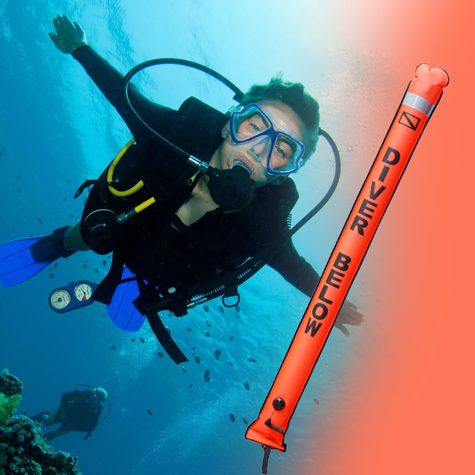 Generisch Boe di marcatura per immersioni, boa di marcatura sommergibile, tubo diviver, segnale sommergibile ad alta visibilità con striscia riflettente, galleggiante subacqueo per immersioni