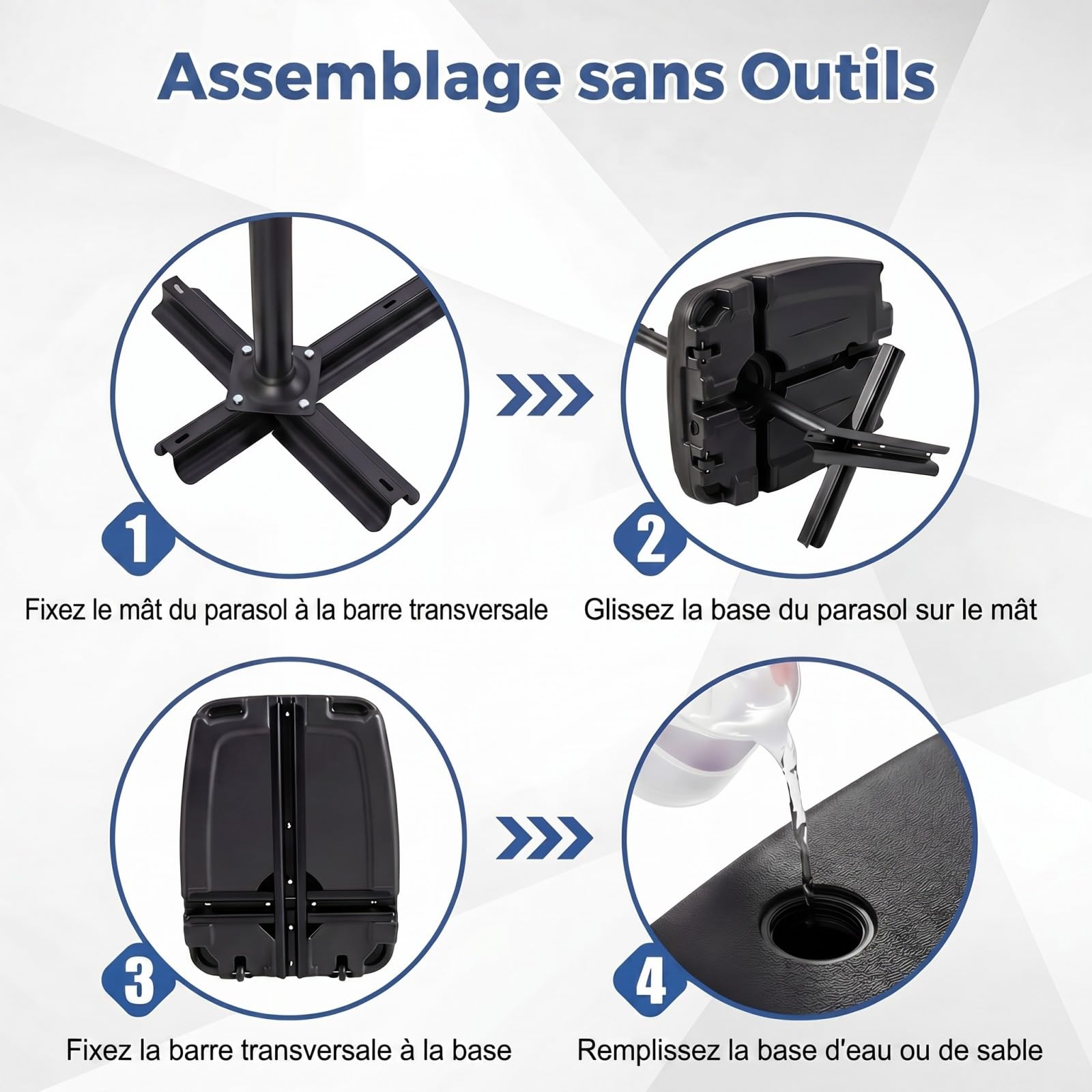 RELAX4LIFE Base de Parasol déporté HDPE 130KG (68L)