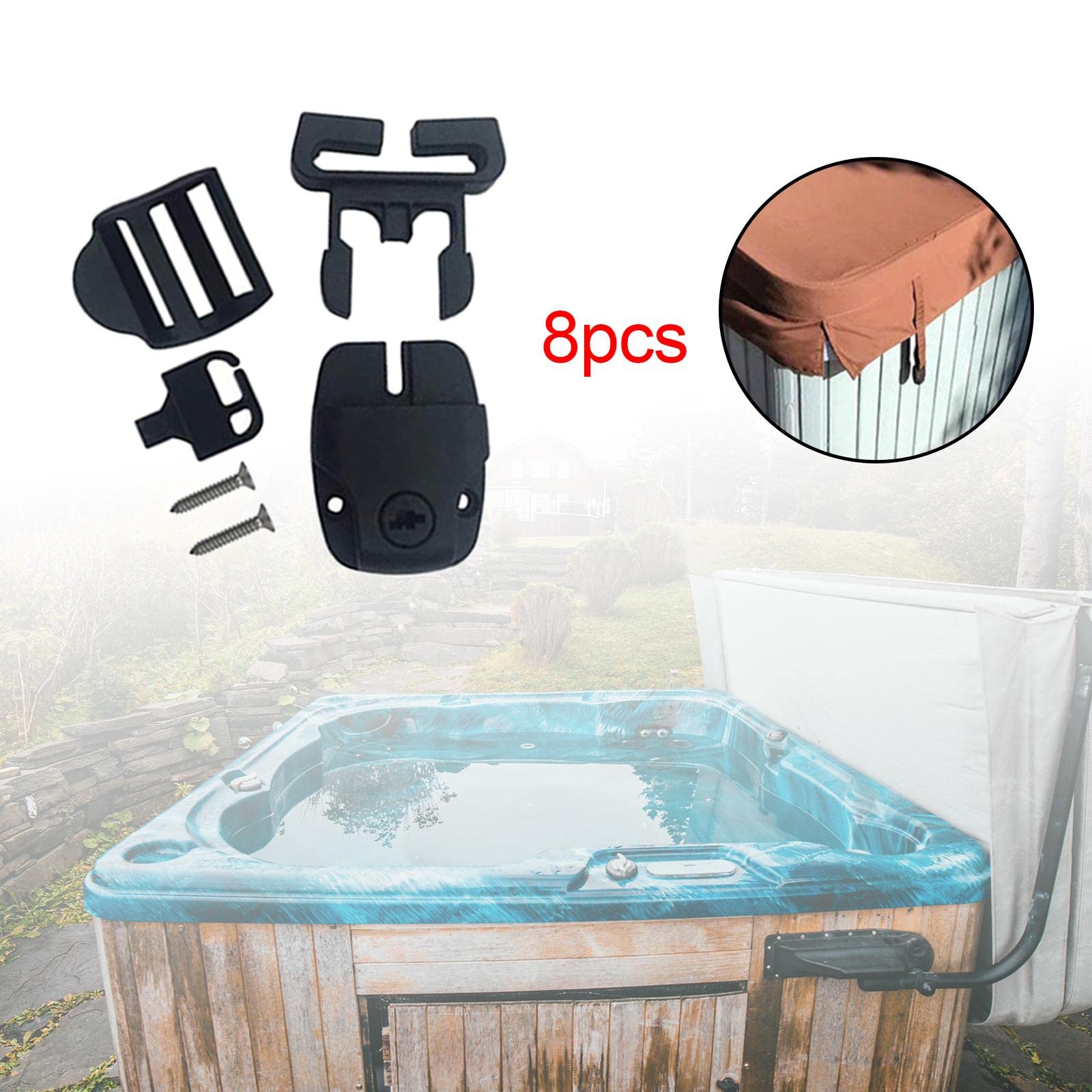 Harilla Hochwertige Spa Abdeckungsbefestigungen mit Verriegelungsmechanismus Und Montagesatz, 4 Stück
