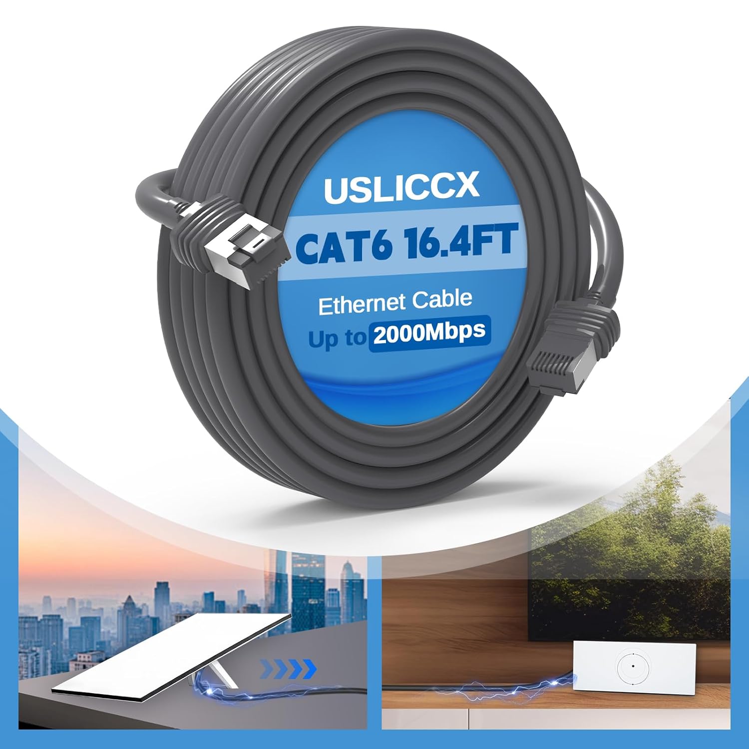 Starlink Cable 100FT/30M for Standard Gen3, Starlink Ethernet Cable, CAT6 High-Speed Satellite Internet Extension Cord for Star Link V3 Dish & Router, IP68 Waterproof for Indoor Outdoor Home/RV/Camper