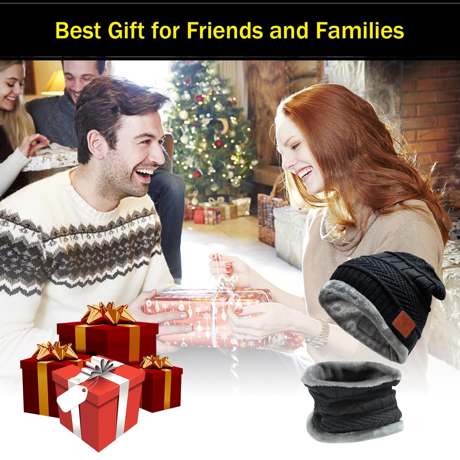 Regalo Uomo Donna Cappello Bluetooth Berretto Sci Regalo Natale Cappello Sportivi Uomo Musicale Bluetooth Lavorato a Maglia Berretto Cappello Invernali con Cuffie Stereo e Microfono Vivavoce