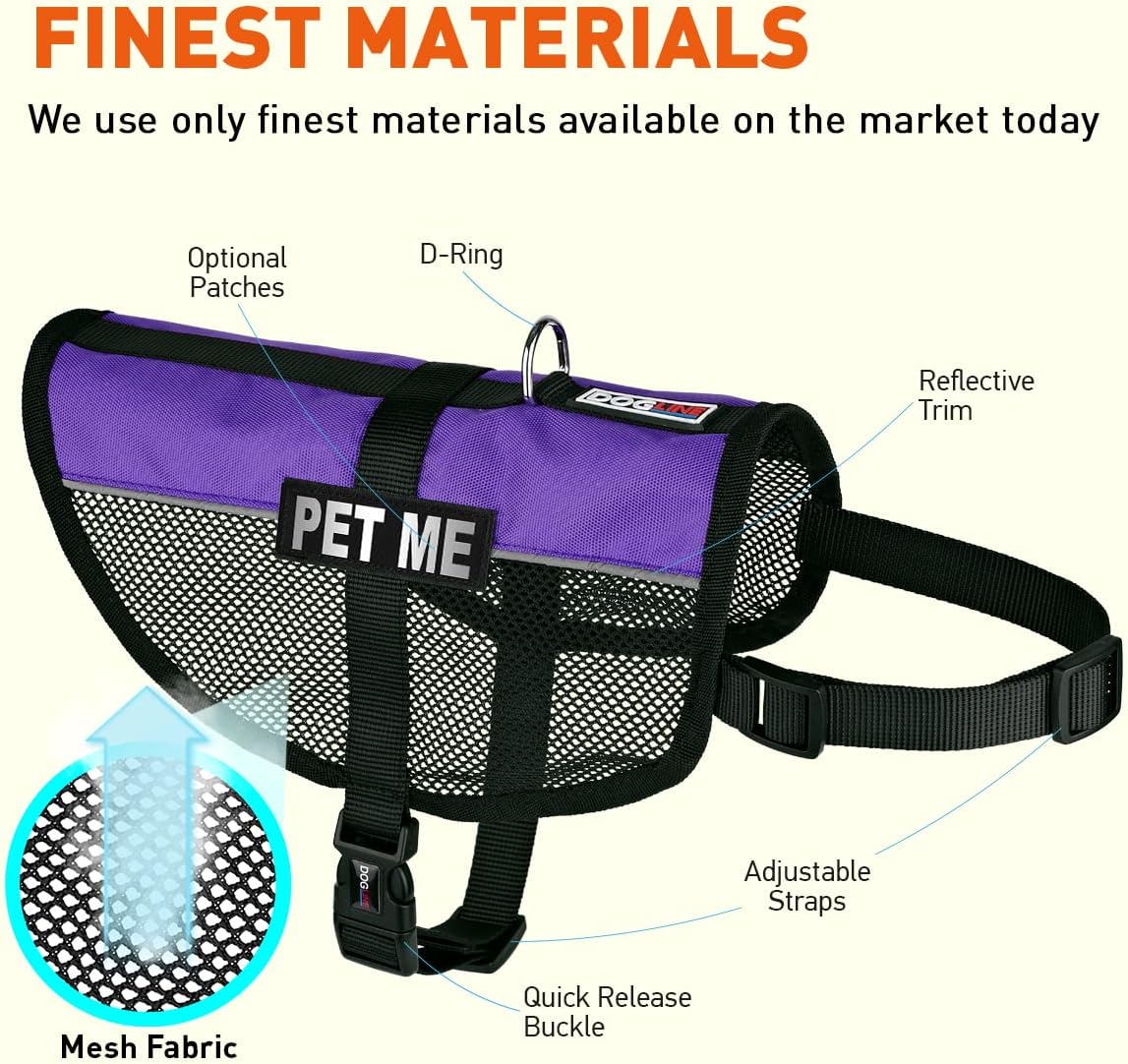 Dogline N0253-9-0229 MaxAire Mesh Vest for Dogs with 2 Removable Patches, X-Large/30" to 38", Purple