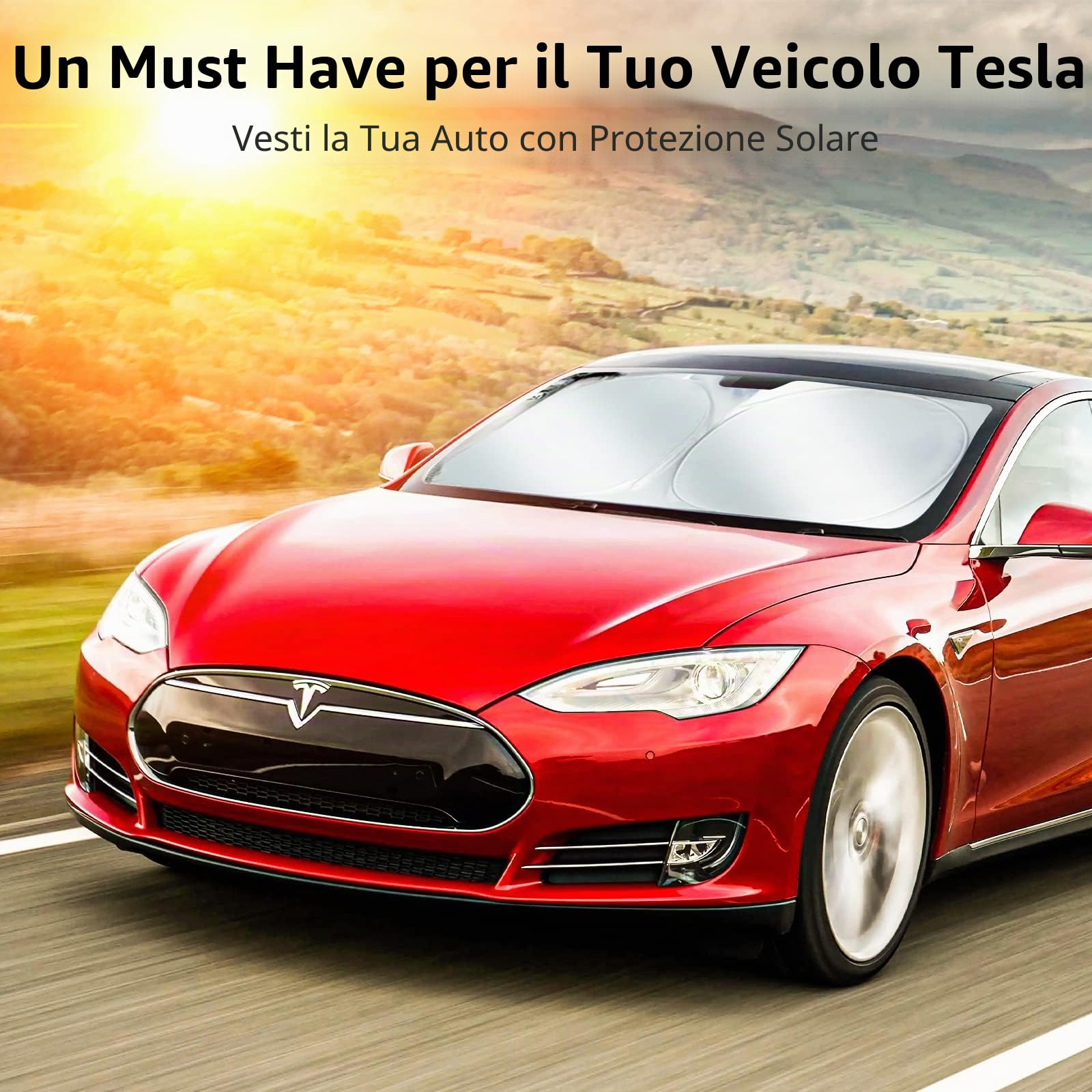 Parasole progettato per Tesla Model 3 Y 2019-2025, parabrezza anteriore, doppio strato di tessuto per bloccare la luce, parasole pieghevole con borsa di stoccaggio,accessori per Tesla Model 3/Y