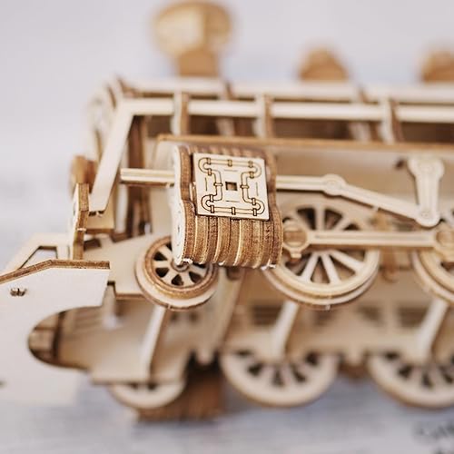 Miniatura 8 de Suerte Rompecabezas 3D para adultos, juego de modelos de tren de madera, ensamblaje de bricolaje, rompecabezas mecánicos, kit de modelo de