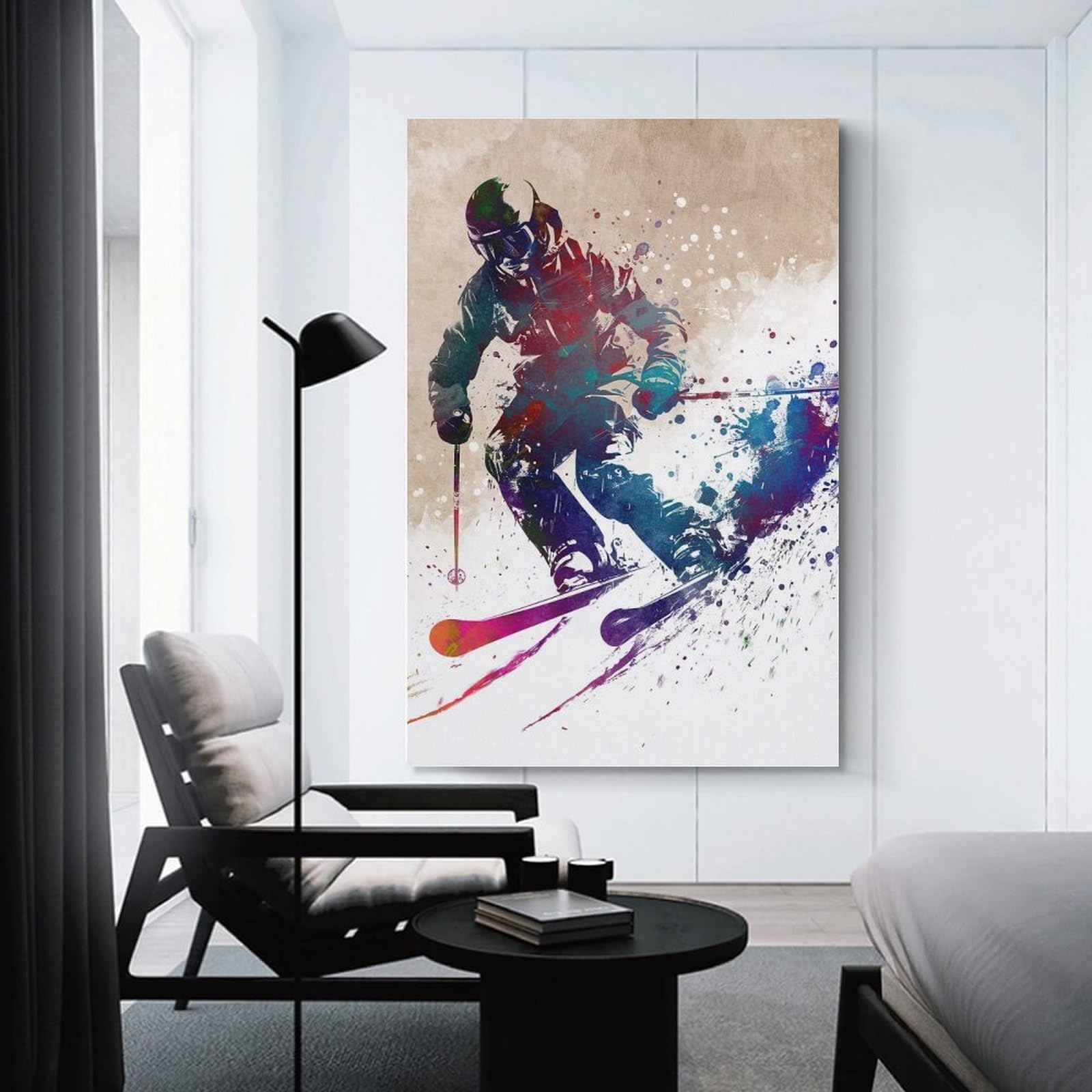 Junmoney Ski Sport Art Canvas Wall Art, 20x30inch(50x75cm), for Entrance Walls, Hall Decor Or Foyers, Wall Decor to Refresh Empty Corners