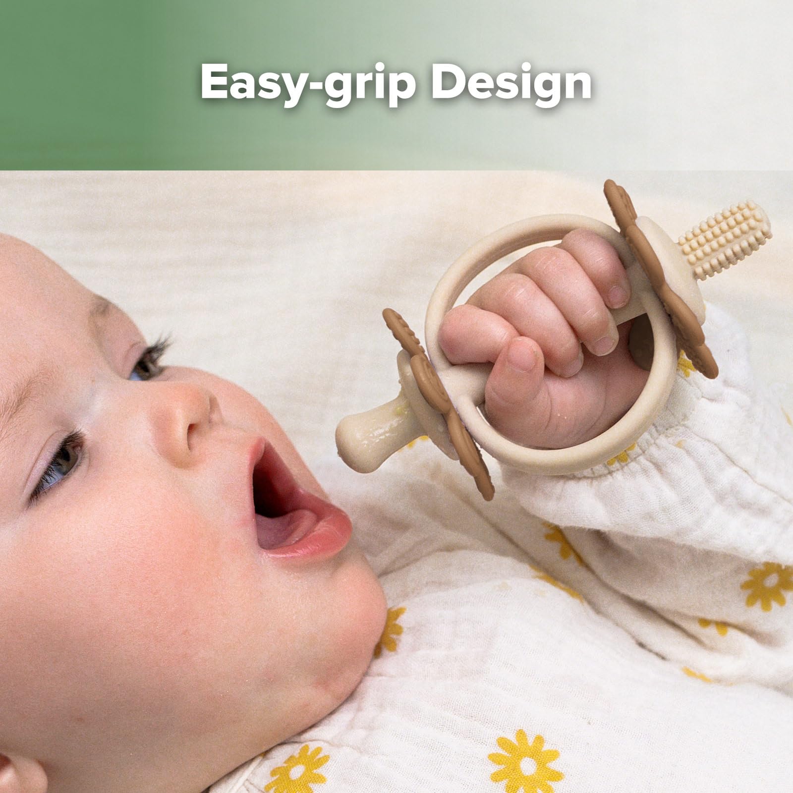 Haakaa Silicone Baby Teether Toys for 3M Babies Easy to Grip Cocoa | Nipple-Shaped End for Gum Massage 360 Baby Toothbrush Head for Self-Brushing Training product thumbnail 7