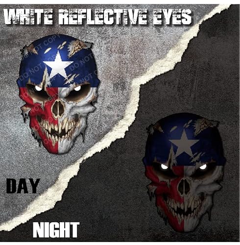 Decals by Haley Texas State Flag Star Skull Decal with Reflective Eyes– Premium Skull Stickers for Trucks and Cars - Peel and Stick Safe for Vehicle Paint Vinyl for Motorcycle rv Boat Graphic