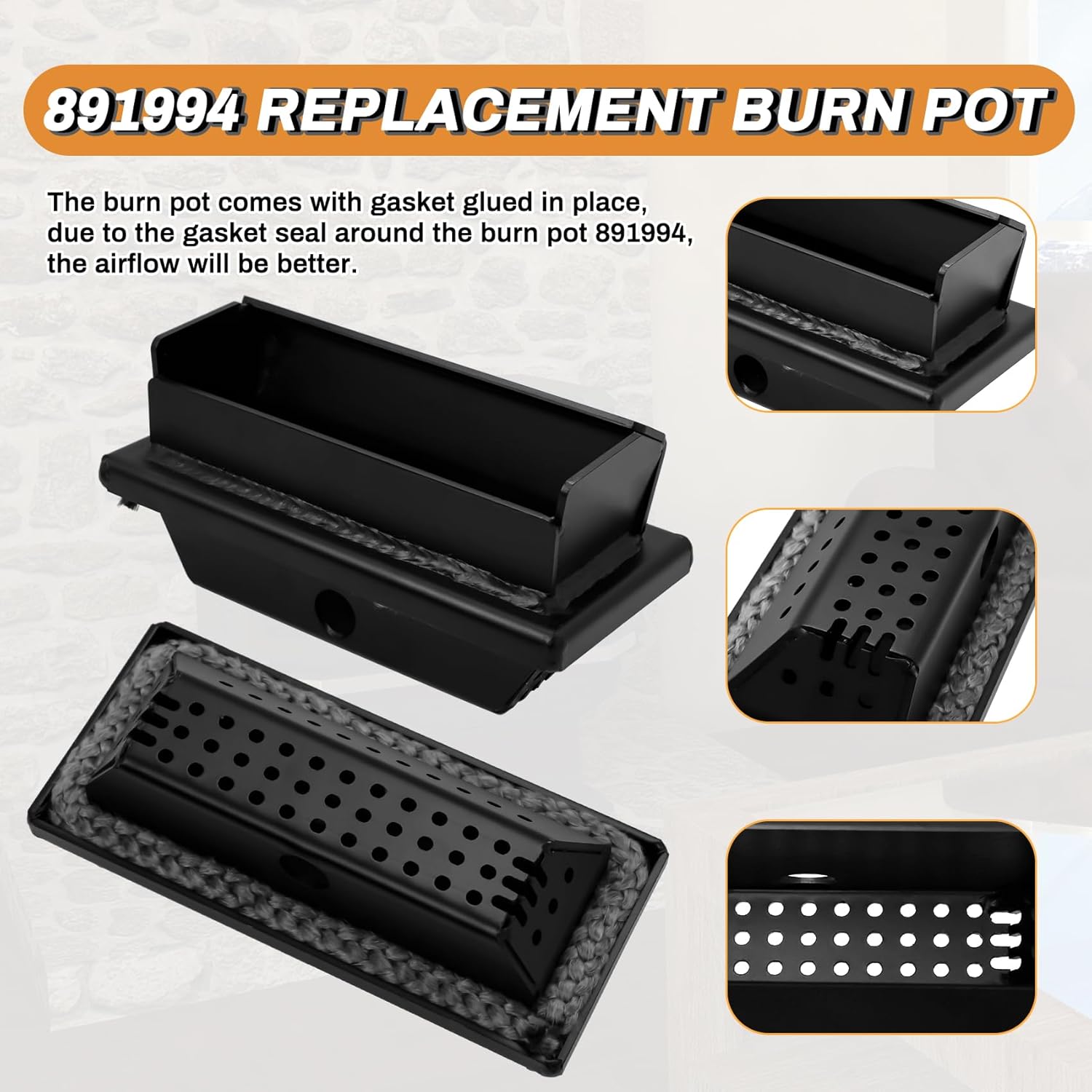 891994 Burn Pot Firepot Replacement for US Stove Bay Front 5660 5660E 5560, Ashley 5660 AP5660L AP5660 Pellet Stoves, 891994 Burnpot Firepot Replacement Parts Comes with Gasket Glued