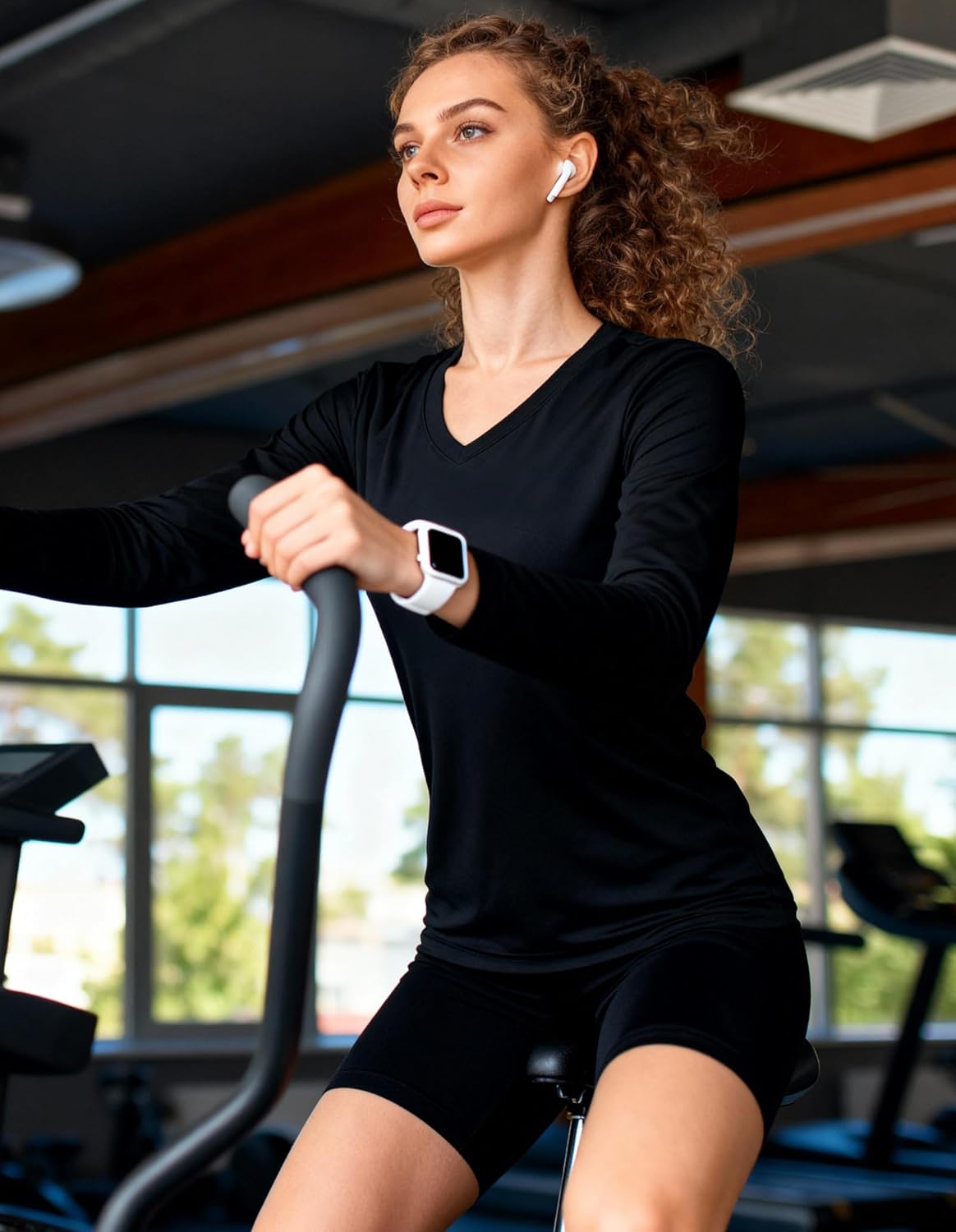 Moisture Wicking Shirts for Women Quick Dry Athletic Running Long Sleeve T Shirts Womens V Neck Workout Tops - Image 2