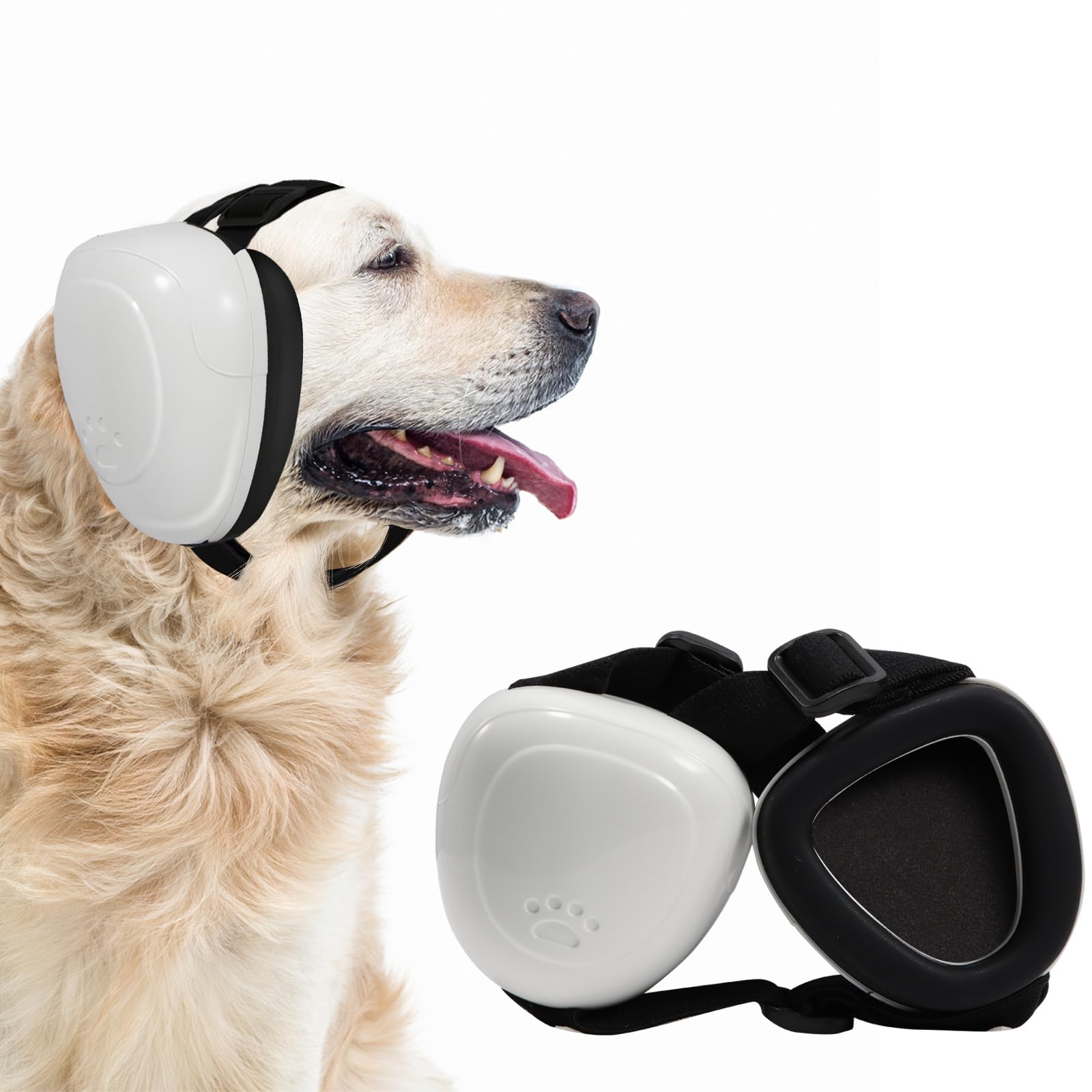 KOPBTBOY Dog Earmuffs, Dog Ear Muff for Hearing Protection Noise Cancelling Headset, Hearing Protection Earphones (White M)