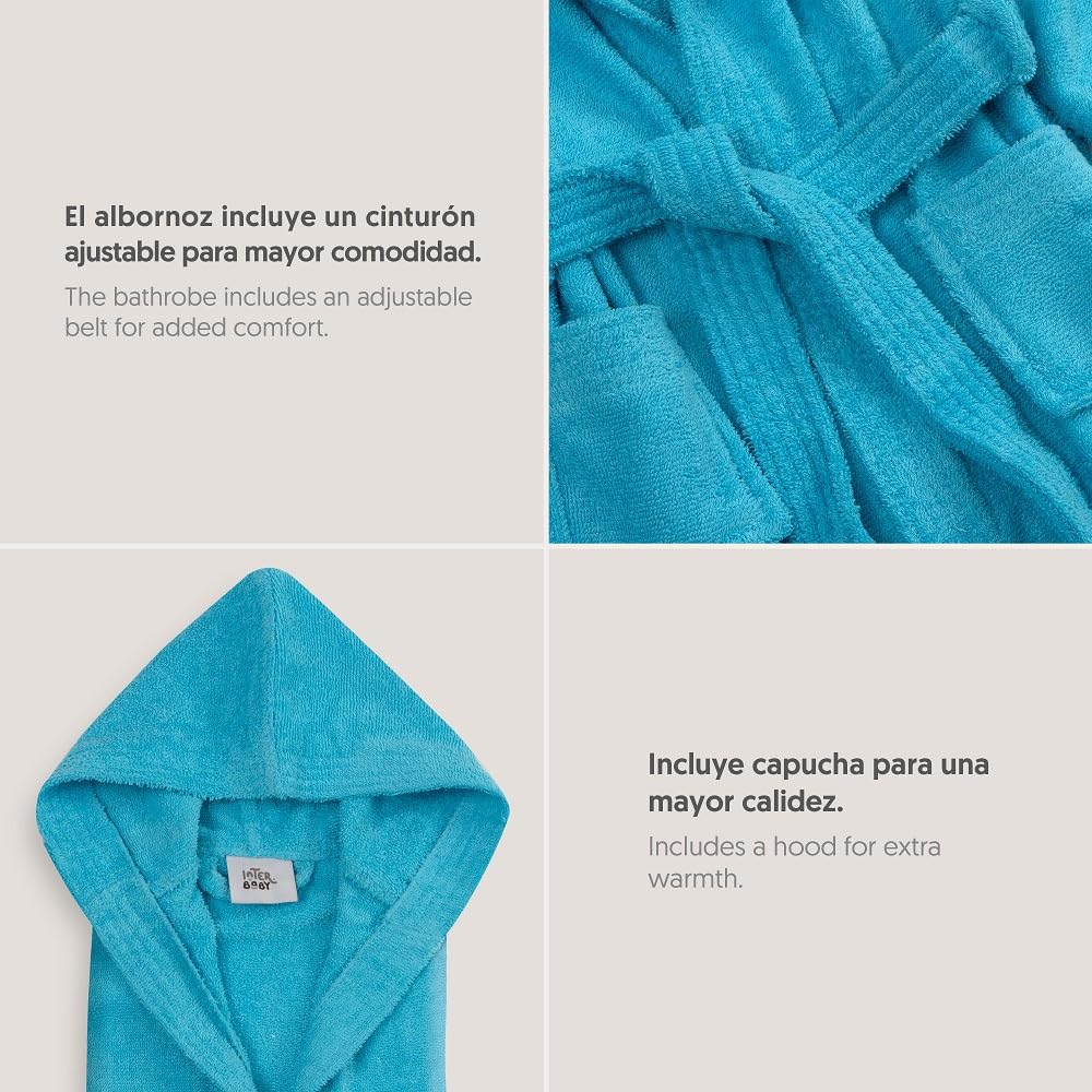 Interbaby Albornoz Liso Unisex Albornoz infantil Bebé-Niños