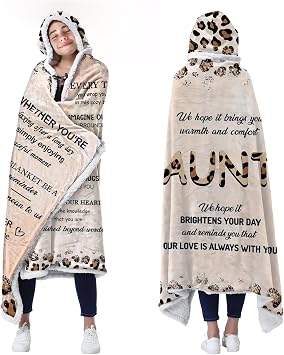 Aunt Gifts Wearable Blankets, Gifts for Aunt from Niece Nephew, Beloved Auntie Ever Gifts with Leopard Print Pattern and Heartfelt Blessings, Auntie Gifts for Christmas Birthday