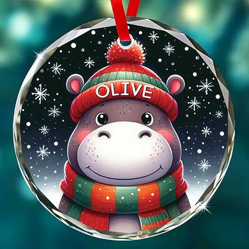 Miniatura 10 de Adorno de cristal de jirafa con nombre personalizado, regalo de adorno de Navidad personalizado para amantes de las jirafas, adornos de Navidad