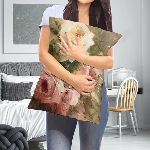 Miniatura 6 de Wreioau Funda de almohada decorativa con diseño de rosas Shabby Chic para decoración del hogar, para sala de estar, sofá, coche, acogedora funda de