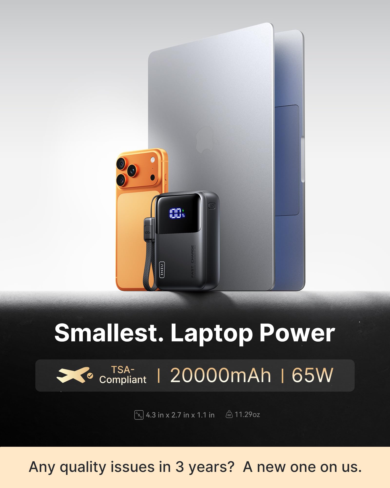 INIU Batterie Externe Externe pour Ordinateur Portable 65 W - 20 000 mAh