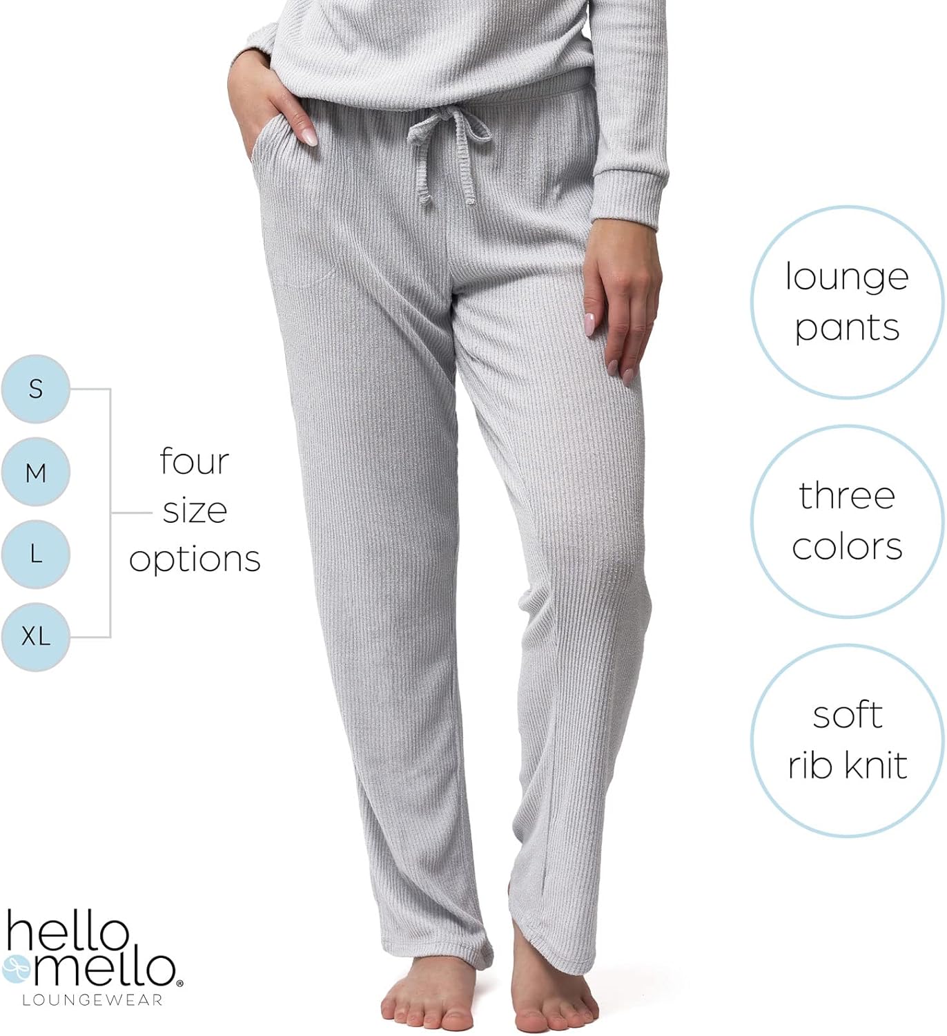 Hello Mello CuddleBlend Women’s Comfortable Lounge Wide Leg Pajama Pants Elastic Waistband With Side Pockets - Image 2