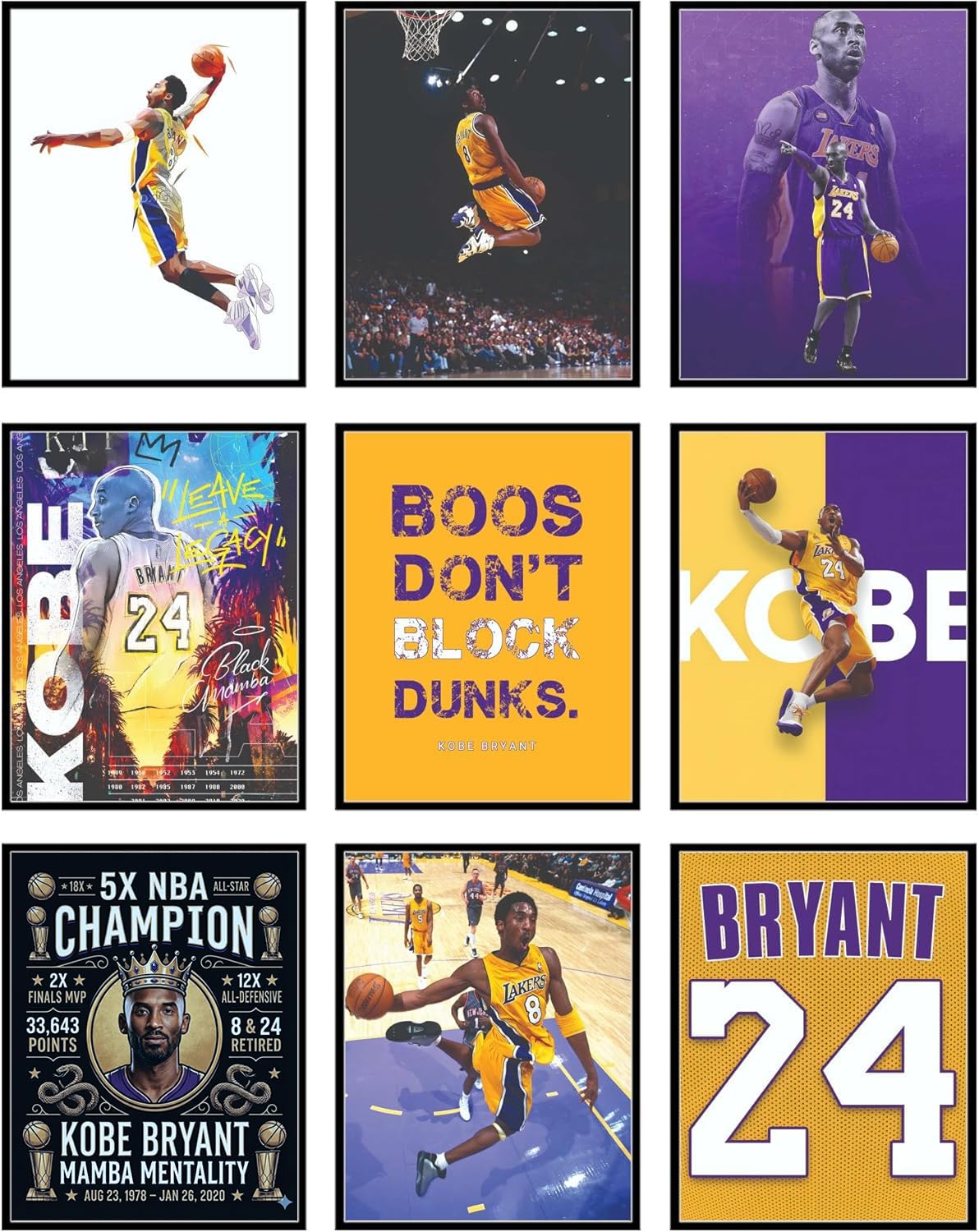 KOBE BRYANT ポスター 8番 LAKERS Amazon.com: Inkvision Kobe Bryant Dunking - Sports/Basketball