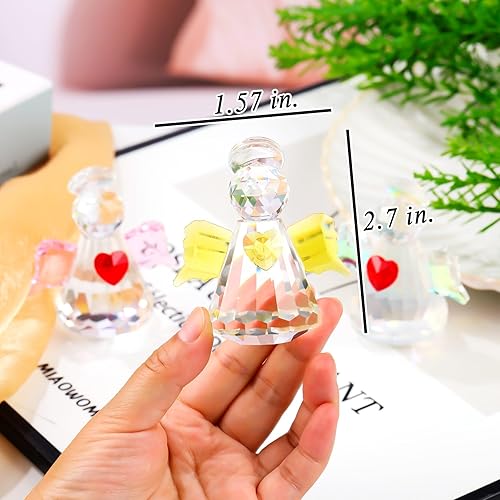 Miniatura 10 de YWHL Decoración de figura de ángel de cristal azul, figuras coleccionables de estatua de ángel de la guarda, bonito adorno de ángel para mujer