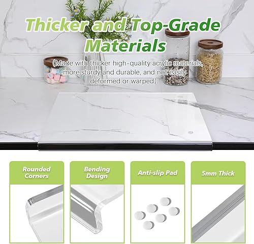 Miniatura 3 de Tabla de cortar de acrílico con borde de encimera, tablas de cortar transparentes más gruesas mejoradas 2025, tabla de cortar grande antideslizante