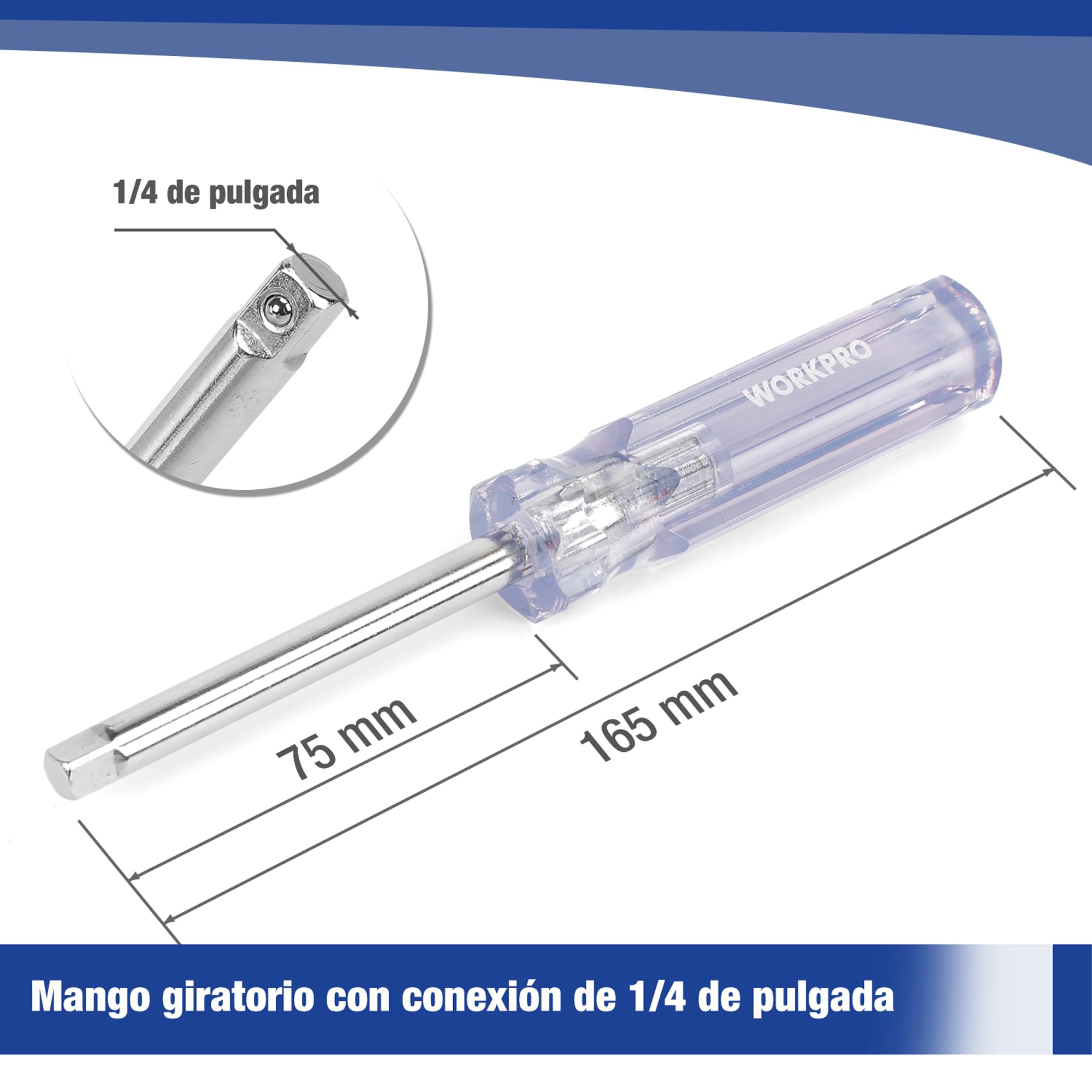 WORKPRO - Juego de llaves de vaso, Cr-V, 9,5 mm (1/4'') y 6,35 mm (3/8'') y tinquete de liberación rápida (39 piezas)