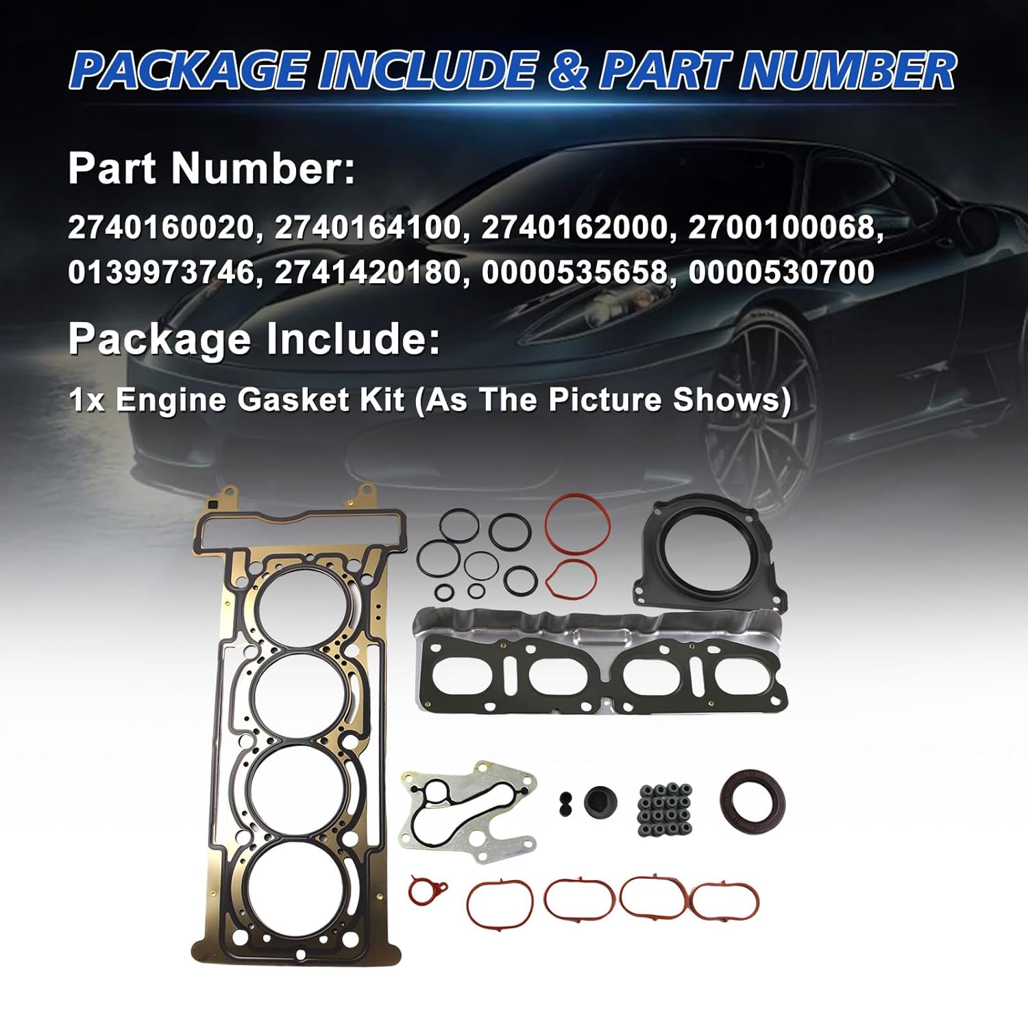 2740160020 Rebuild Gasket Seals Kit Fits for Mercedes C180 E250 W205 W212 X253 R172 M274 Engine Rebuilding Gasket Replace OE 2740160020 2740164100 2740162000