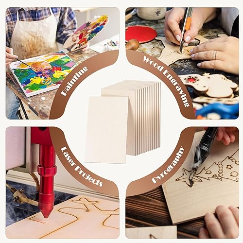 Miniatura 6 de AWIZOM Paquete de 12 hojas de madera contrachapada de tilo de 12 x 20 x 15 pulgadas a 0.197 in de grosor, tablero de madera contrachapada de tilo de