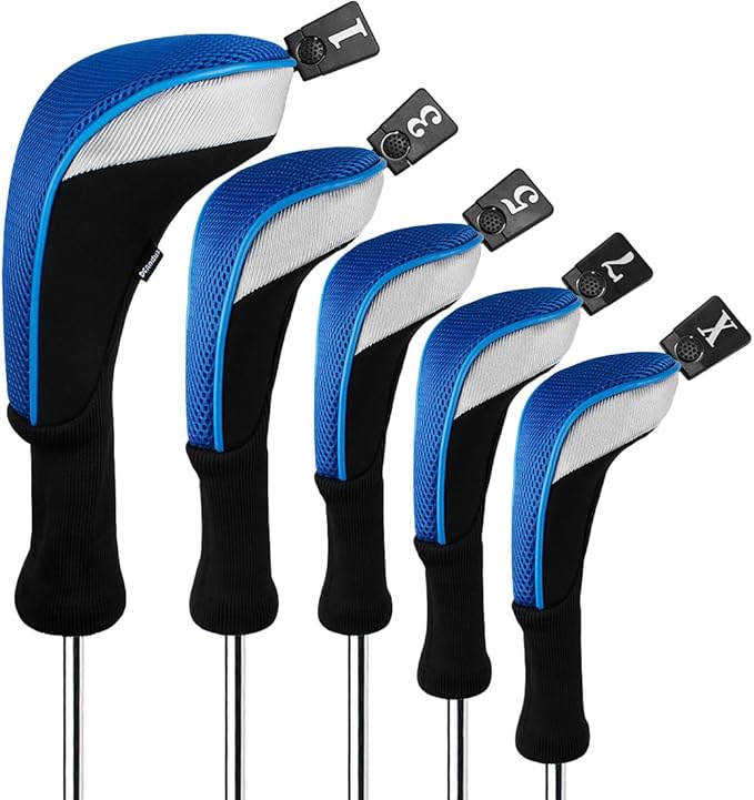 Andux 5pcs/Set Golf 460cc Driver Fairway Wood Club Head Covers Long