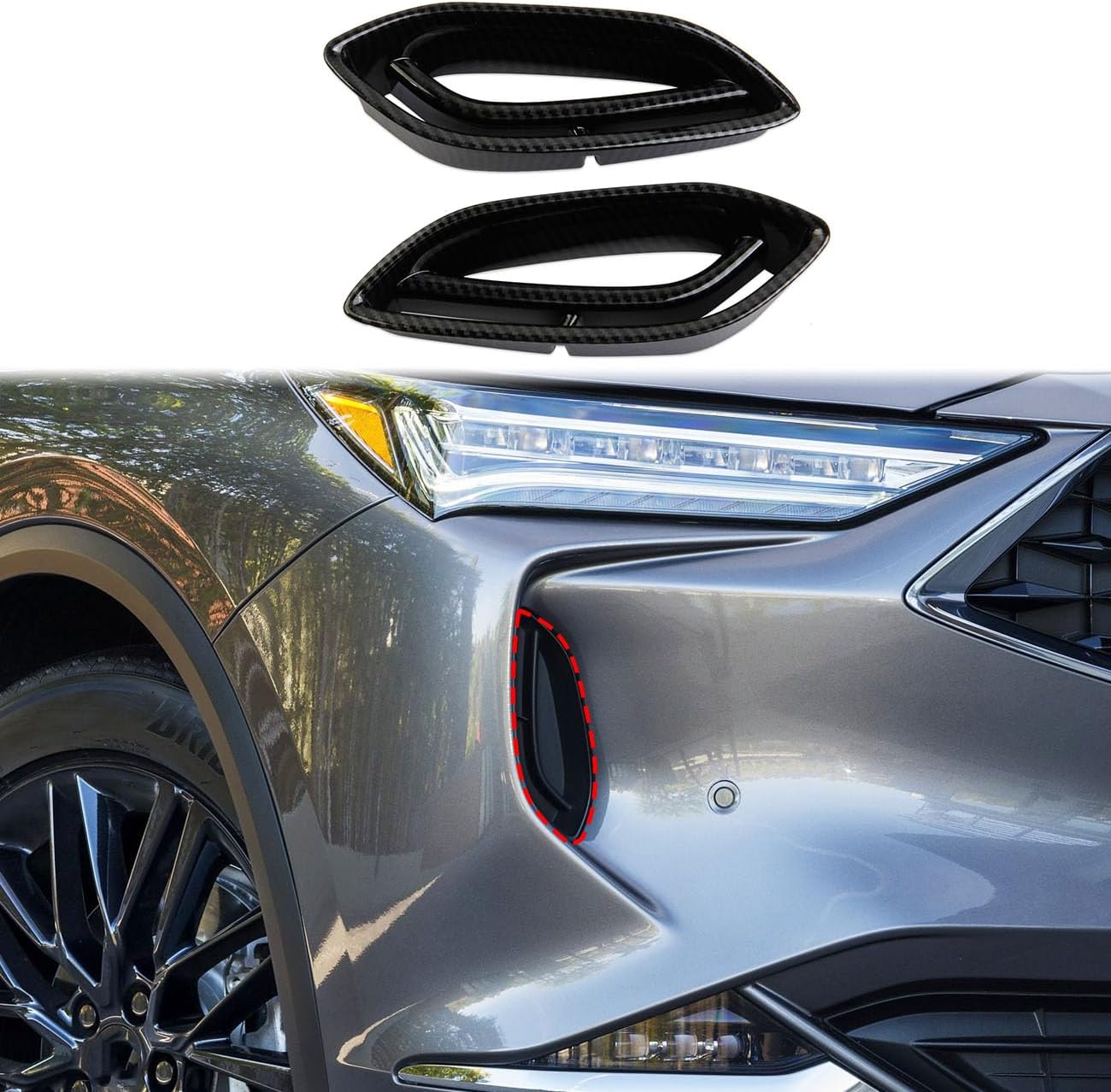 crosselec Carbon Fiber Front Bumper Air Vent Cover Trim Accessories for 2022-2024 Acura MDX