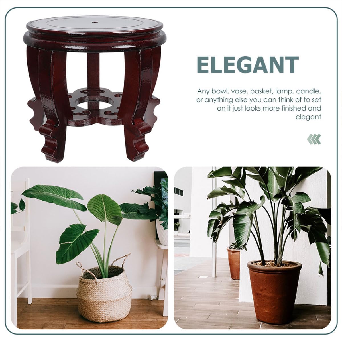 Cabilock Base de Madera Redonda para Pecera, Soporte para Acuarios y Decoración, Elevador 22 Cm de Diámetro y 20 Cm de Altura, Expositor Versátil para Jarrones y Adornos, Soporte Estable