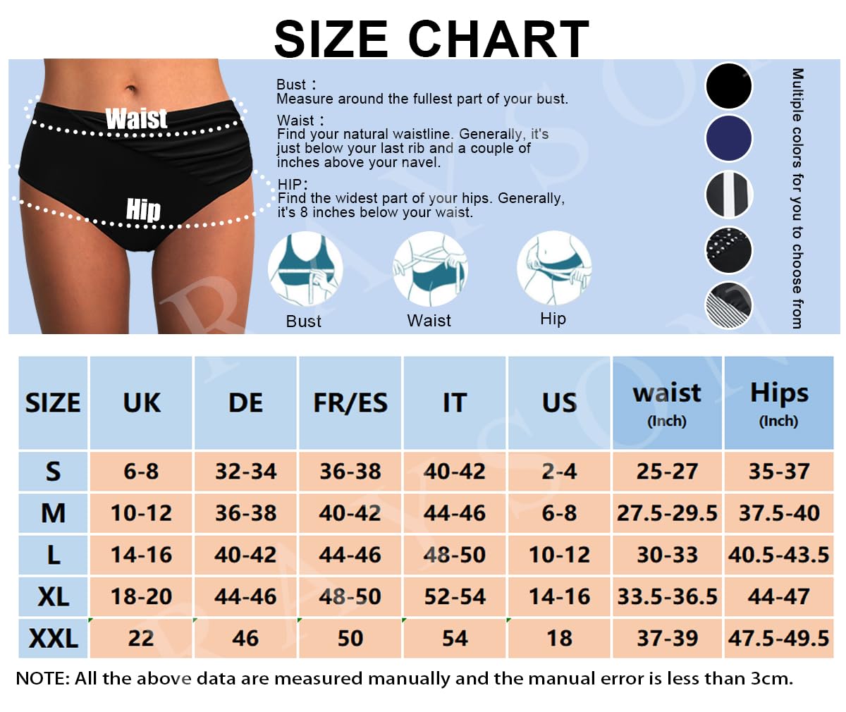 Rayson Bas de Maillot de Bain Femme Bandeau Ruched Bikini Culotte Taille Haute Short de Bain Ventre Plat Bas de Maillots Shorty