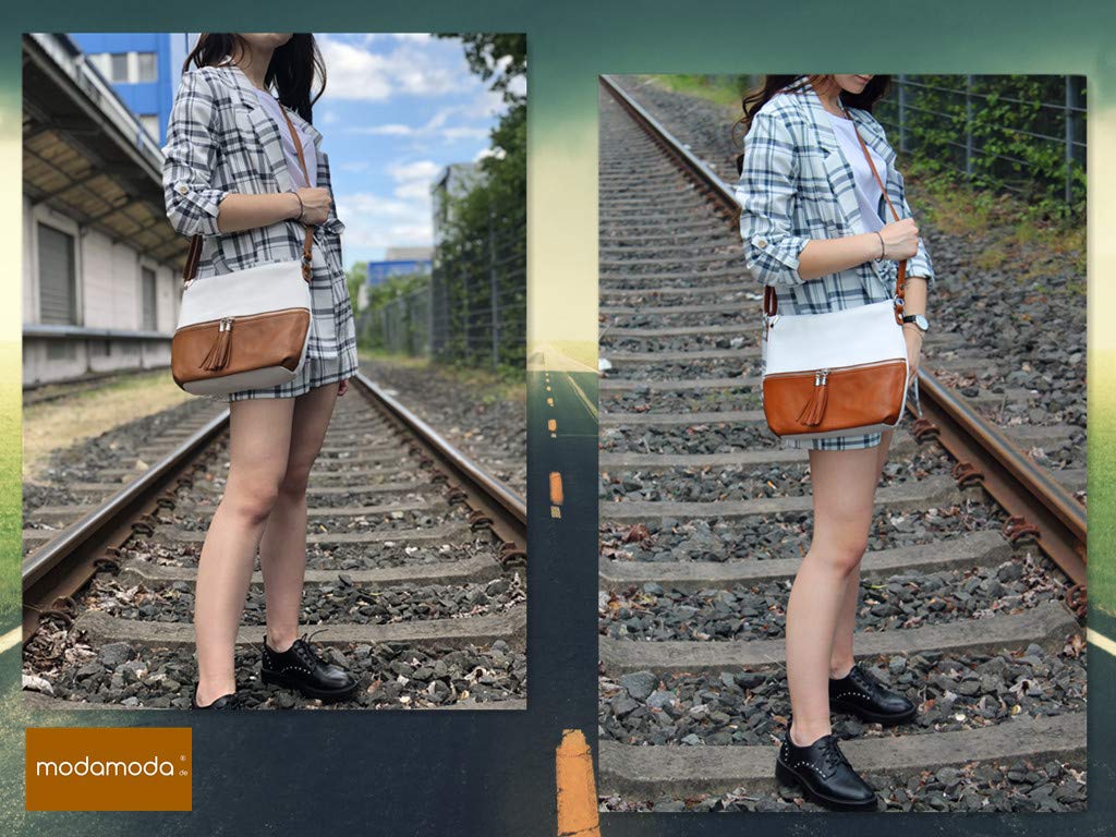 modamoda de T159 Damen Leder Schultertasche Umhängetasche, handmade in Italy