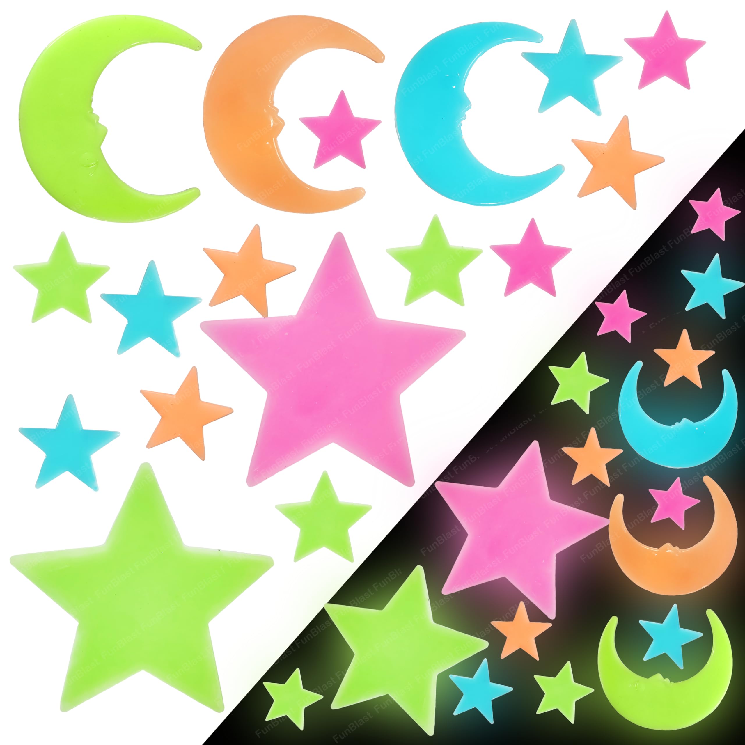 FunBlast Glow in The Dark Radium Sticker – Moon & Stars Shaped Fluorescent Night Radium Wall Ceiling Stickers, Decoration Stickers, Room Decoration Stickers – 26 Pcs (B09M3QC6FT) Amazon Price History, Amazon Price Tracker