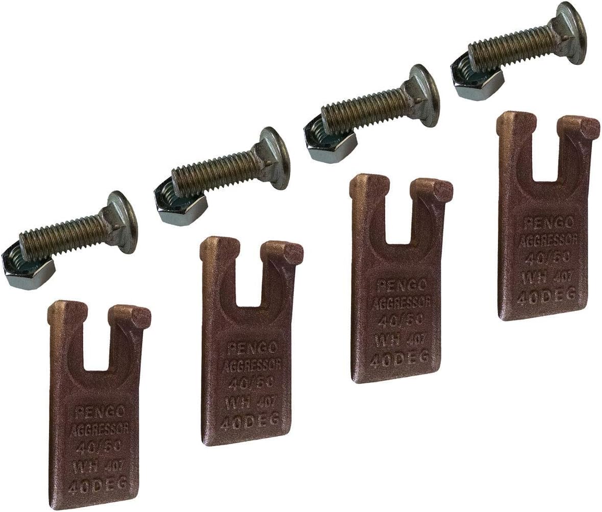 4 Pengo 40/50 Degree Auger Teeth with Hardware, 134501 - fits Pengo Aggressor Augers.