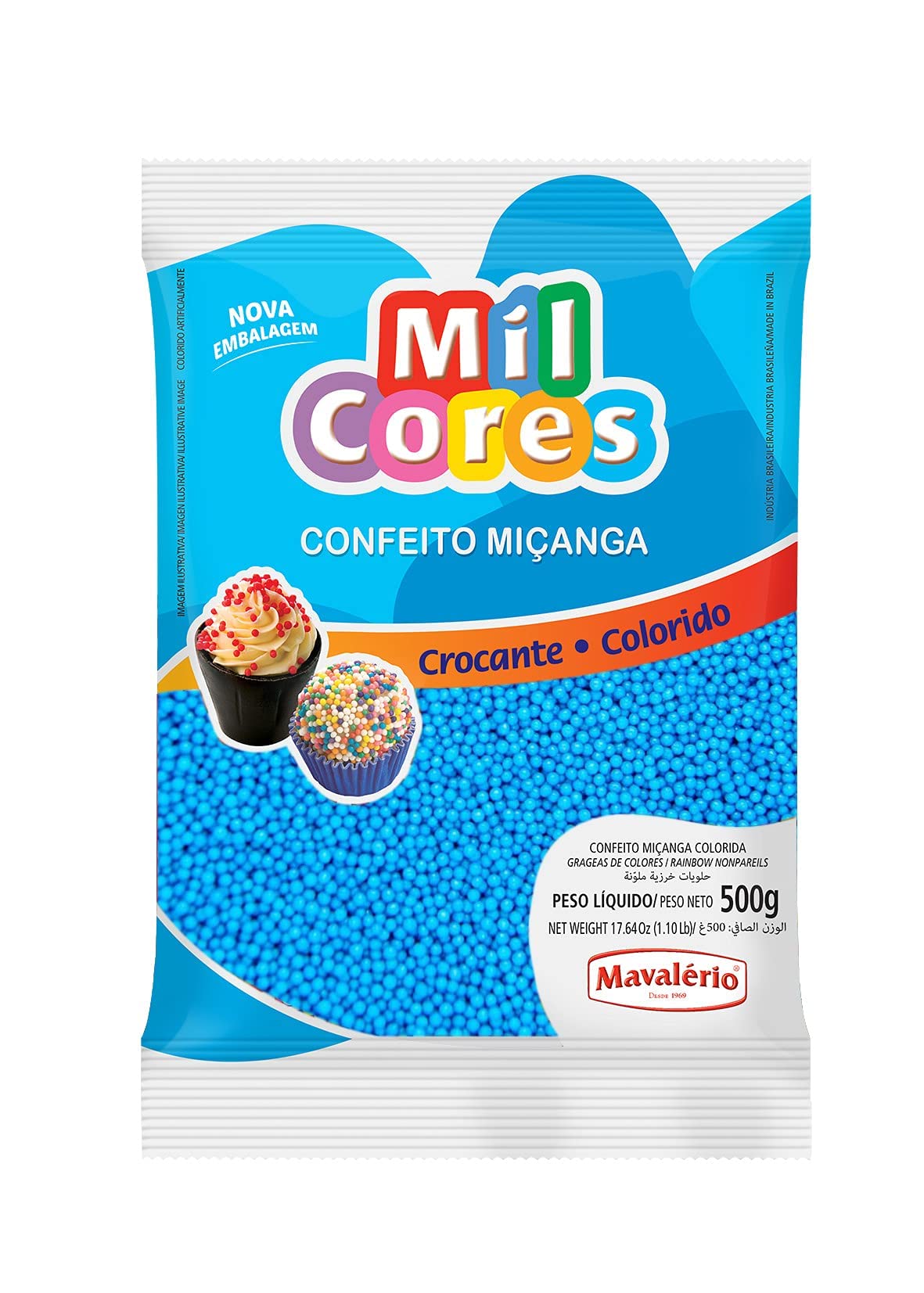 Mil Cores, Blue Nonpareil Food Decorative Sprinkles- 500 gr