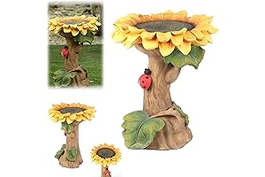 Sunflower Polyresin Bird Bath For Outdoors