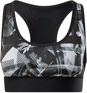 Reebok Women's WOR MYT AOP Racer Bra Sports, Black White, XS