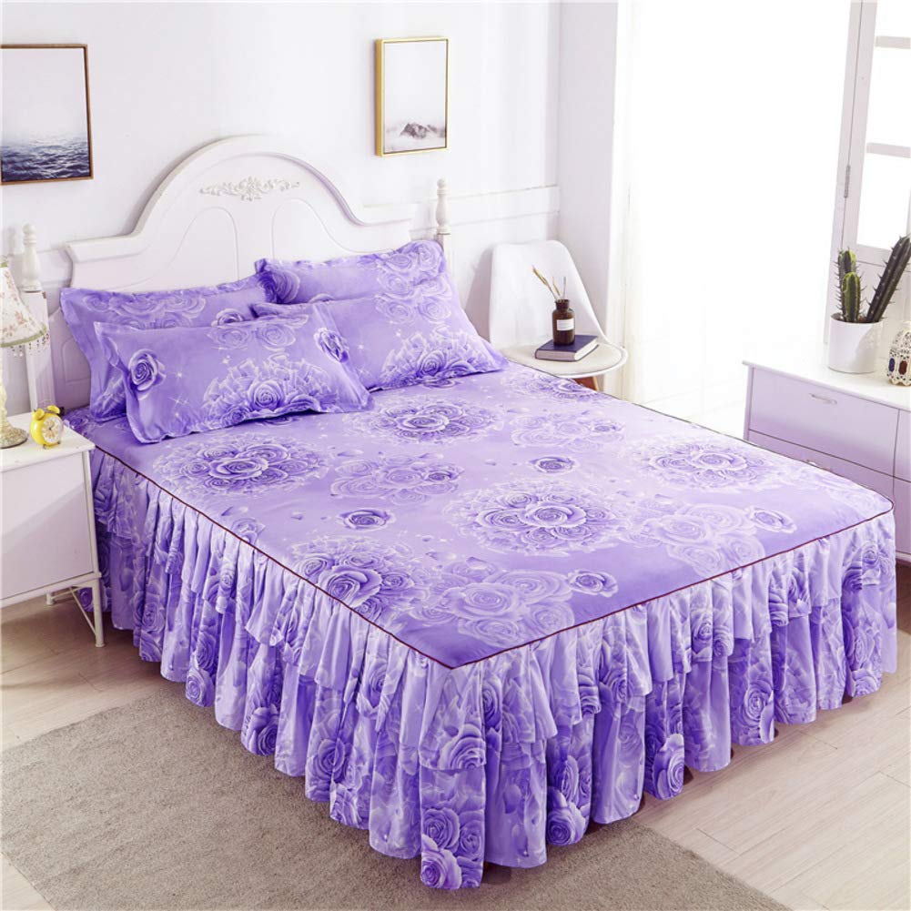 Jupe de lit anti-poussière XY&YD plissée et drap plat ultra-doux de style princesse