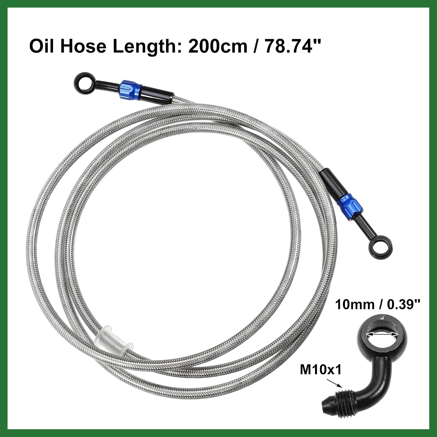 Motoforti Brake Hose AN3 28 90 Degree M10 Motorcycle Hydraulic Brake Line Oil Hose Pipe Fitting for ATV Motorcycle Motocross Racing Bike 200cm Silver Tone 1Set Long-Lasting