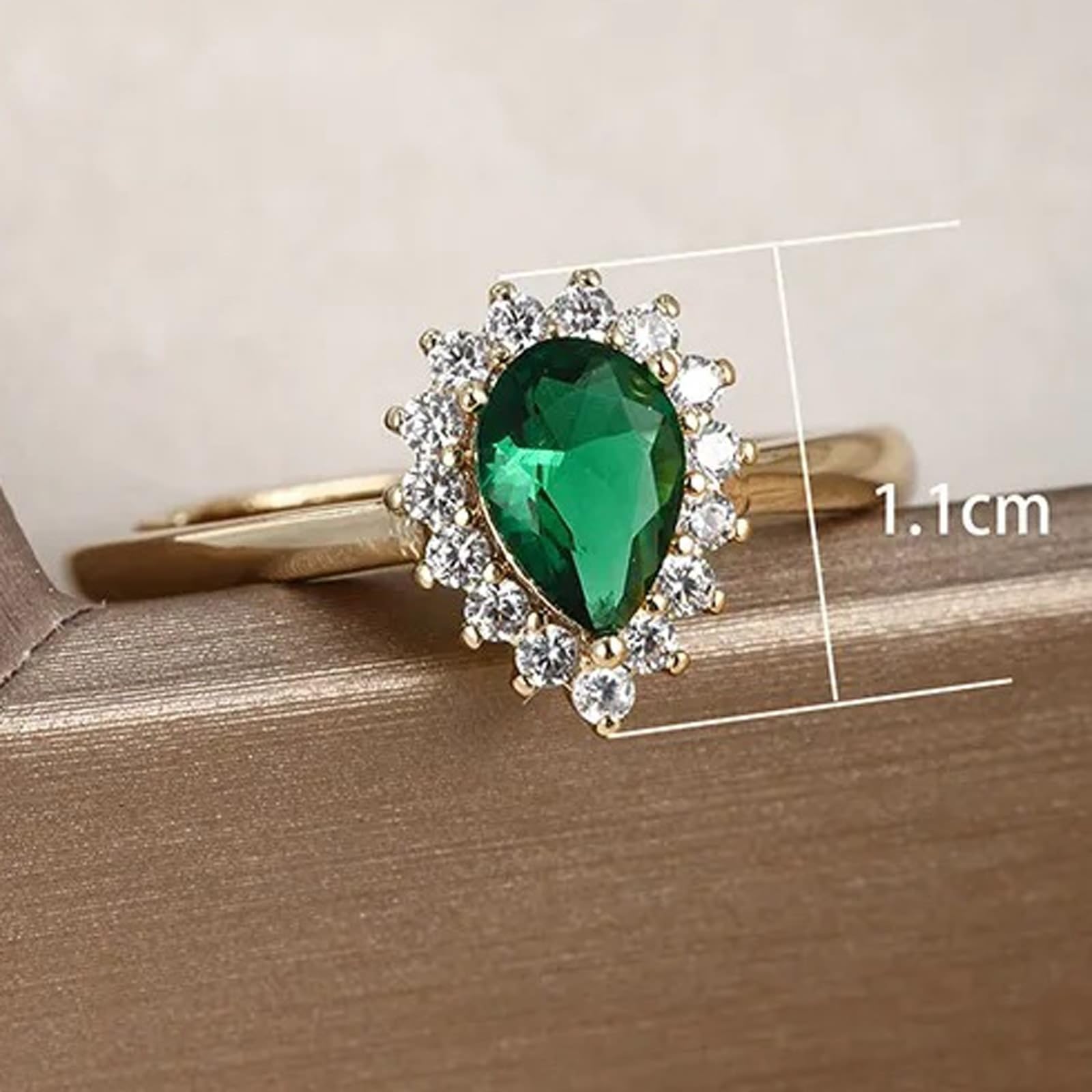 Anillo solitario de oro de 9 K/14 K/18 K Joyas auténticas gotas, forma de anillo abierto de lujo