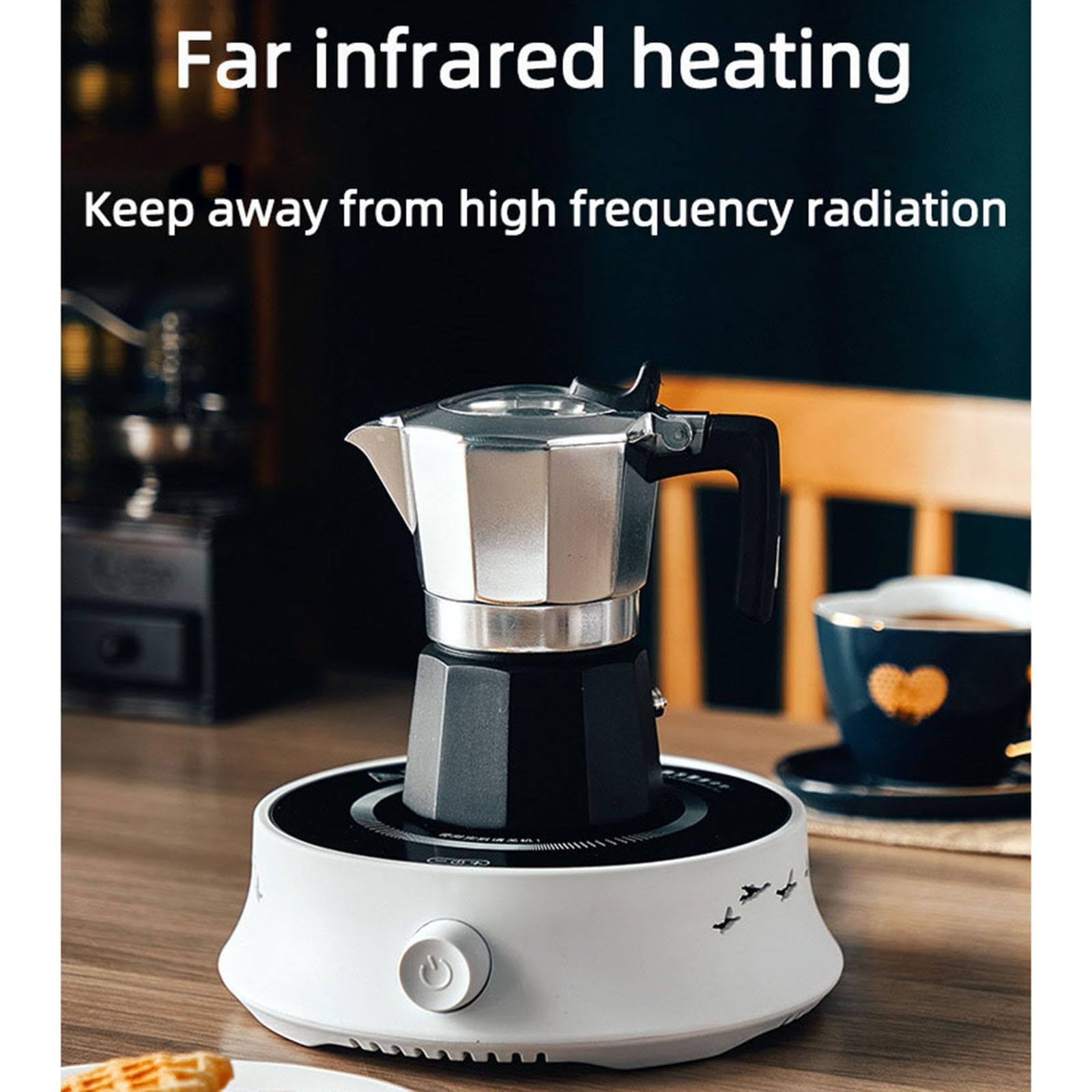 Estufa eléctrica de vitrocerámica Compacto Mini cafetera Tetera con Ventilador silencioso para café y té en casa