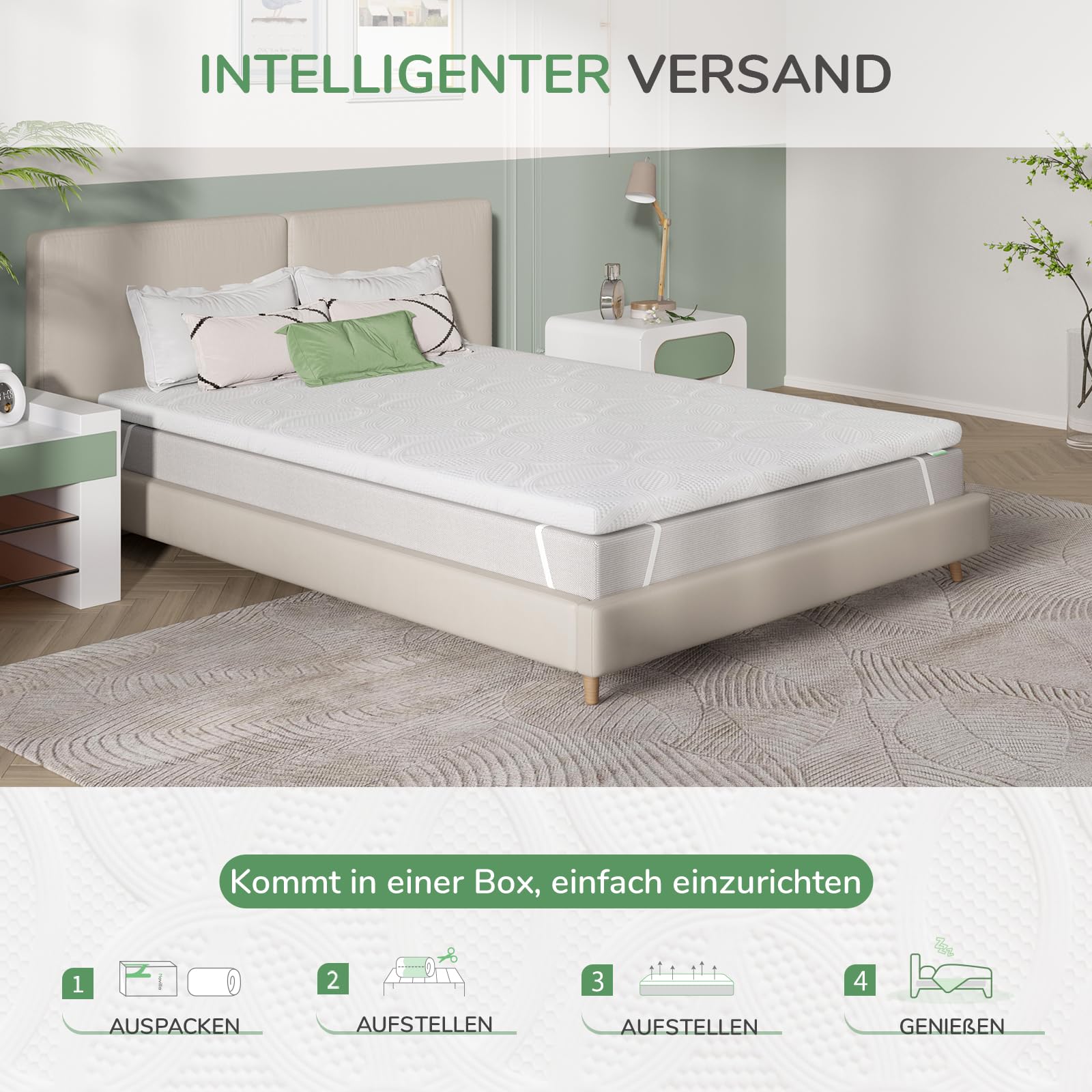 Novilla Matratzen Topper 180x200 5cm Höhe Gel Topper Memory Foam MatratzenTopper für Boxspringbett Wohnwagen Schlafsofa Matratzenauflage Bezug Waschbar Oeko-TEx