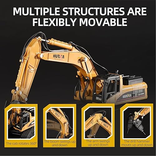 Miniatura 3 de Brachiosaur Taladro excavador de juguete para vehículos de construcción, camión martillo hidráulico de aleación resistente, escala 150, camión de