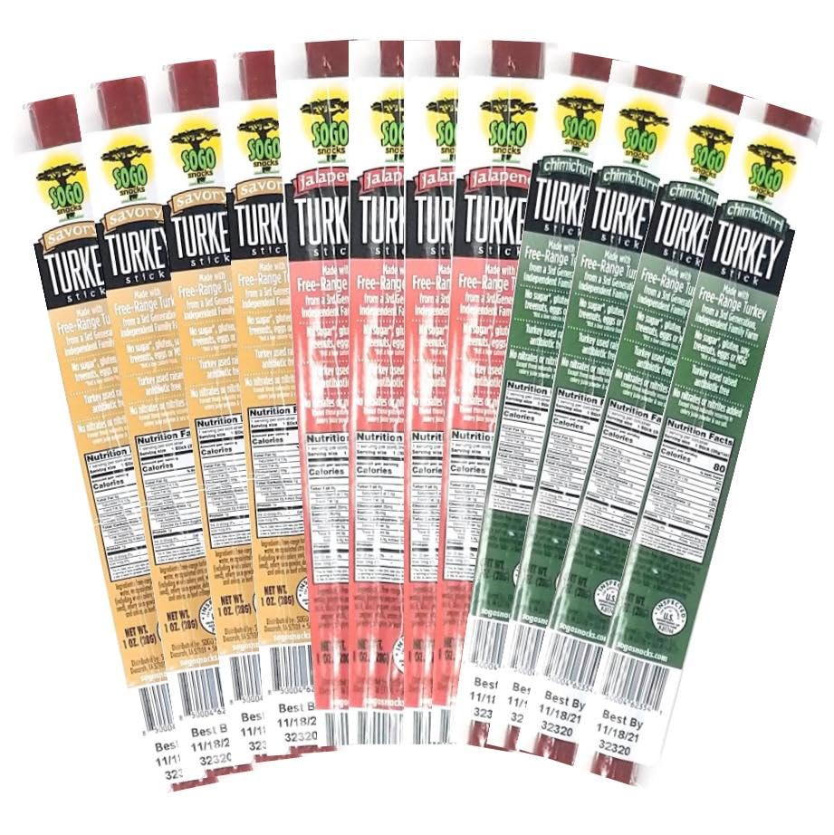 Sogo Snacks Turkey Jerky Variety 1-oz Sticks, No Sugar