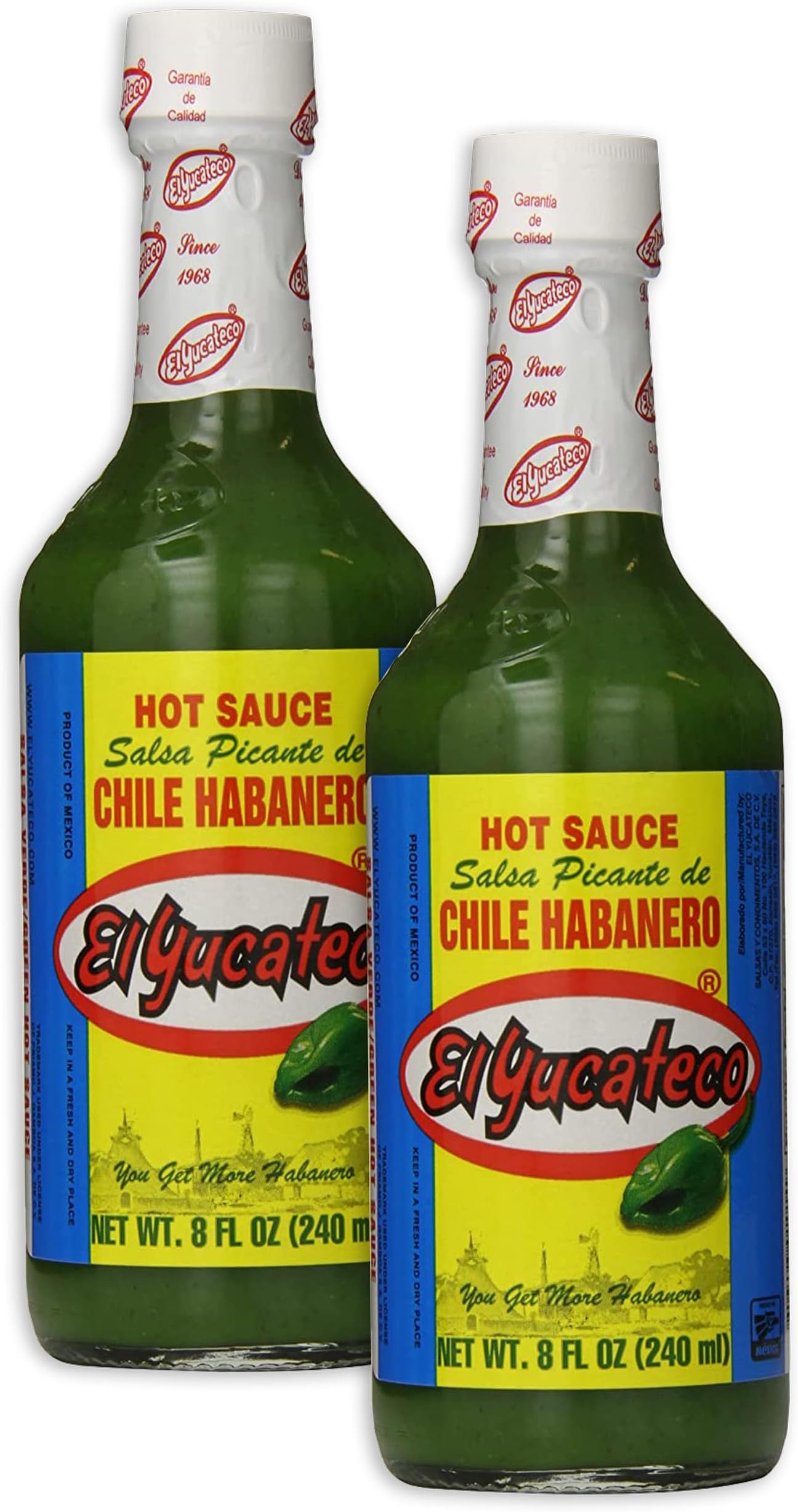 El Yucateco Salsa Picante Verde de Chile Habanero, 8 Ounce (2 Pack)