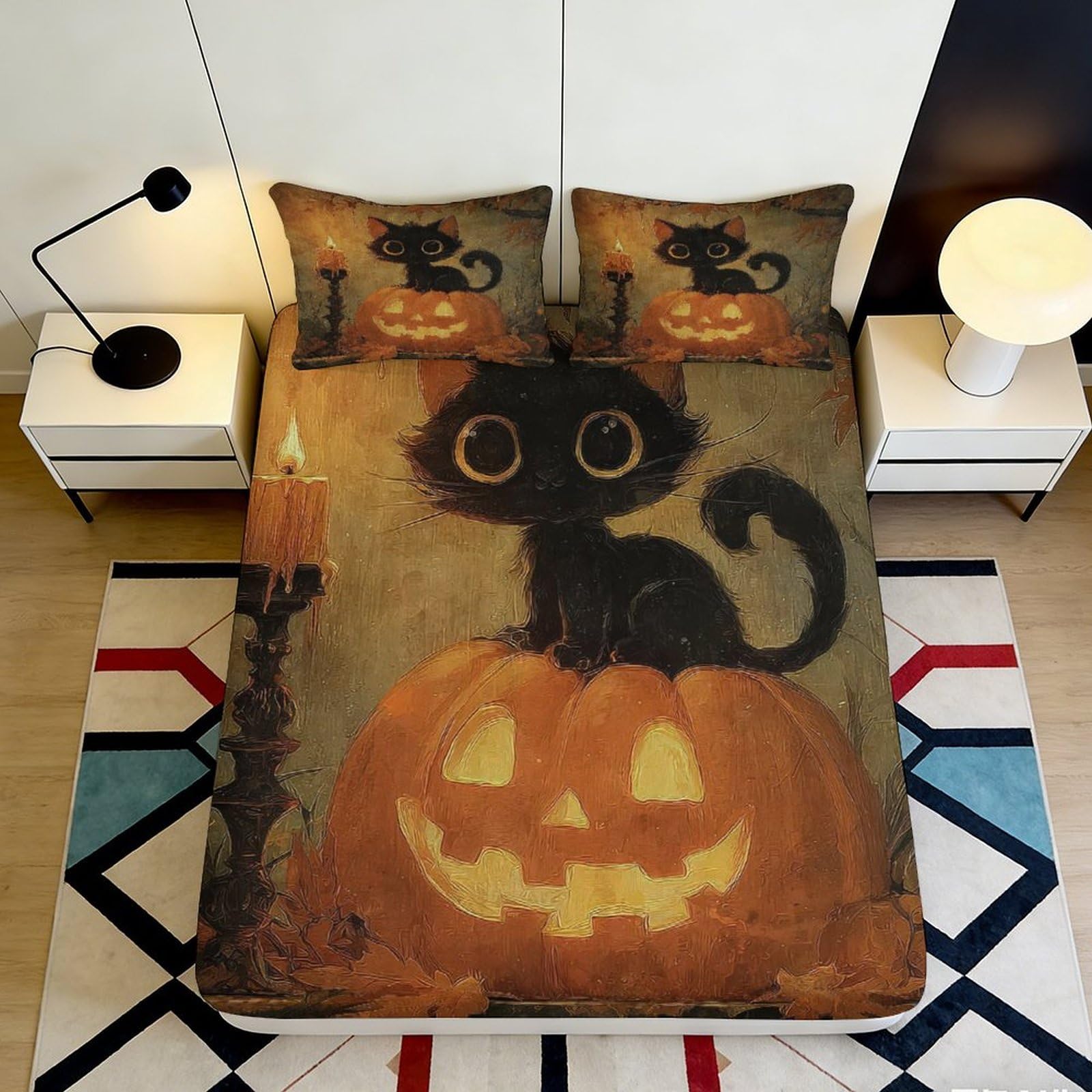 3D Printed Owl Pattern Fitted Sheet Microfiber Deep Pocket Non-Slip Bedroom Bedding Adult Mattress Fitted Cover 180x200x25cm