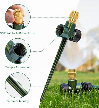 RESTMO 2 Pack Heavy-Duty Full-Metal Lawn Sprinklers for Yard