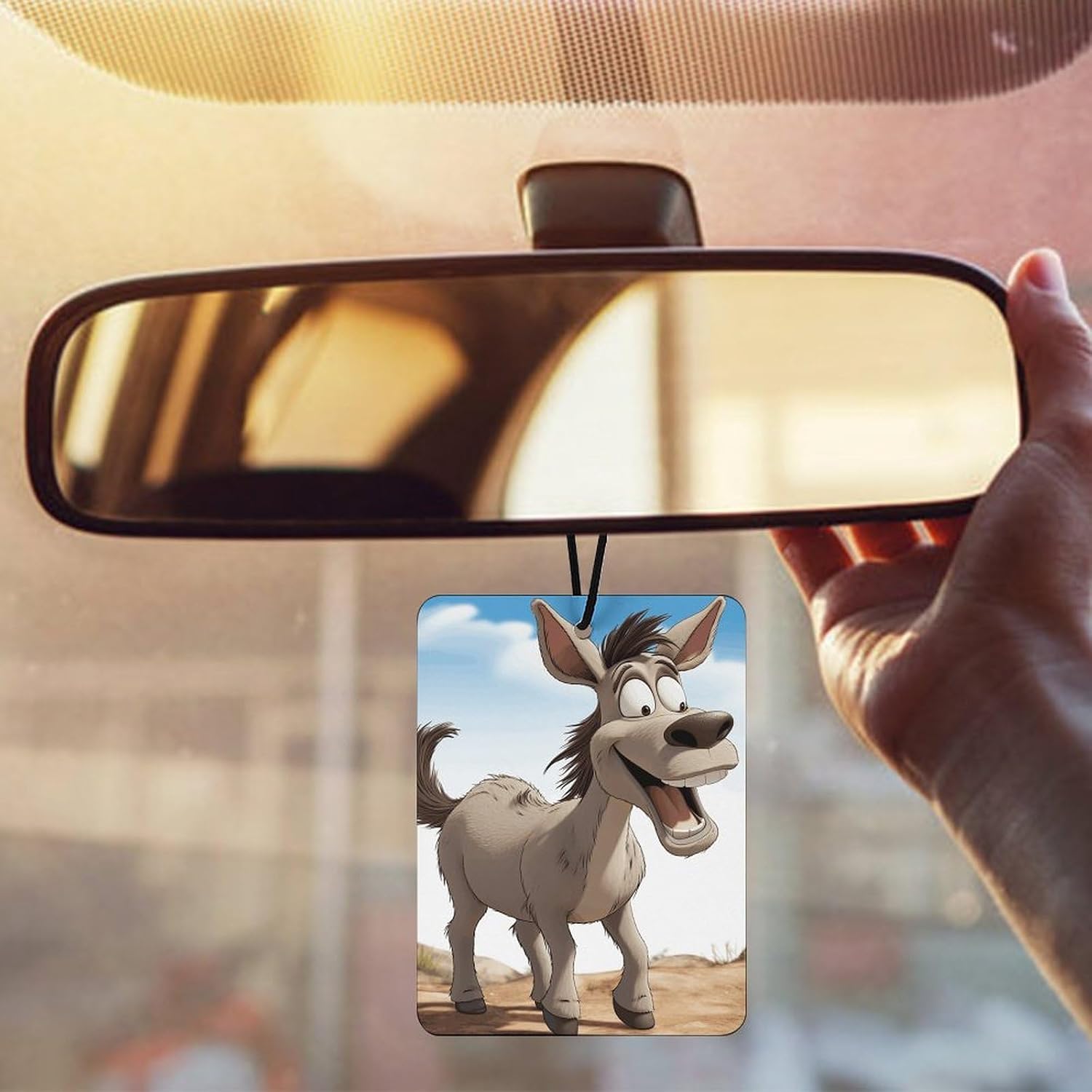 Cartoon Donkey Car Air Freshener Hanging, Long Lasting Scented Car Aromatherapy Tablets, Square Fragrance Scented Cards for Vehicles, Bedroom, Wardrobe Gray-style image 5