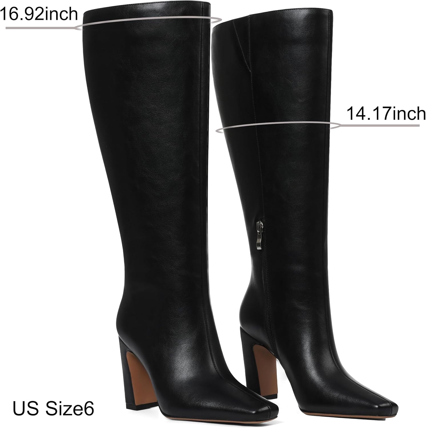 Lovee Cosee Knee High Boots for Women Square Toe Chunky Heeled Boots with Side Zipper Fashion Dress Elastic Tall Boots - Image 4