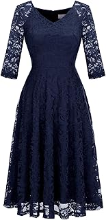 Womens Long-Sleeve Wedding Guest Dress A-Line Lace Formal Party Cocktail...