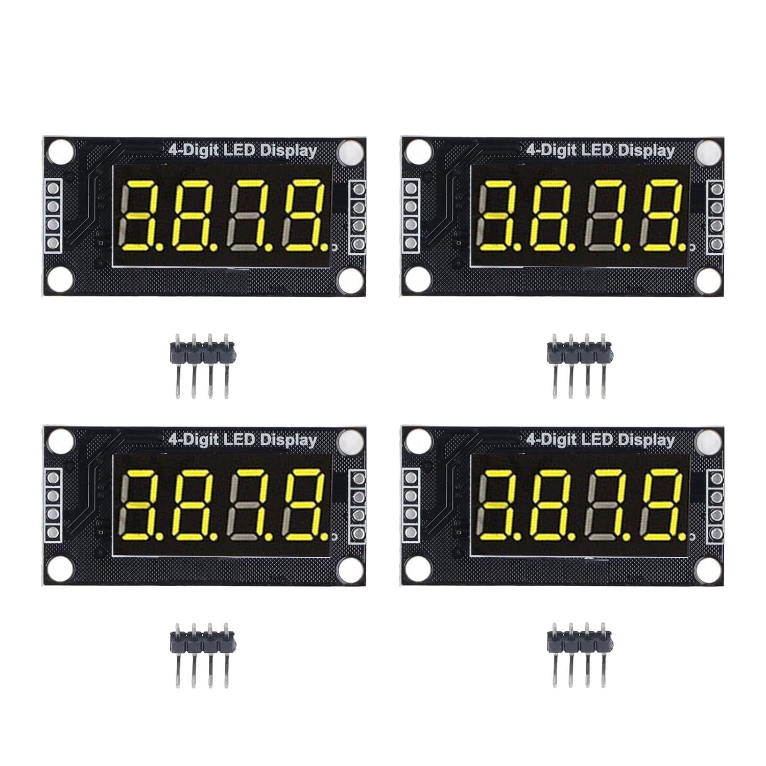 4 Ensembles Module D'affichage Tube Numérique 4 Chiffres 7 Segments 0.36in LED TM1637 Puce D'entraînement (Jaune MRA110C)